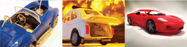 Modellini Shelby Cobra, FIAT 500 e Ferrari F430.